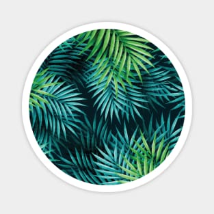 Tropical Green And Blue Botanical Palm Leaves Magnet